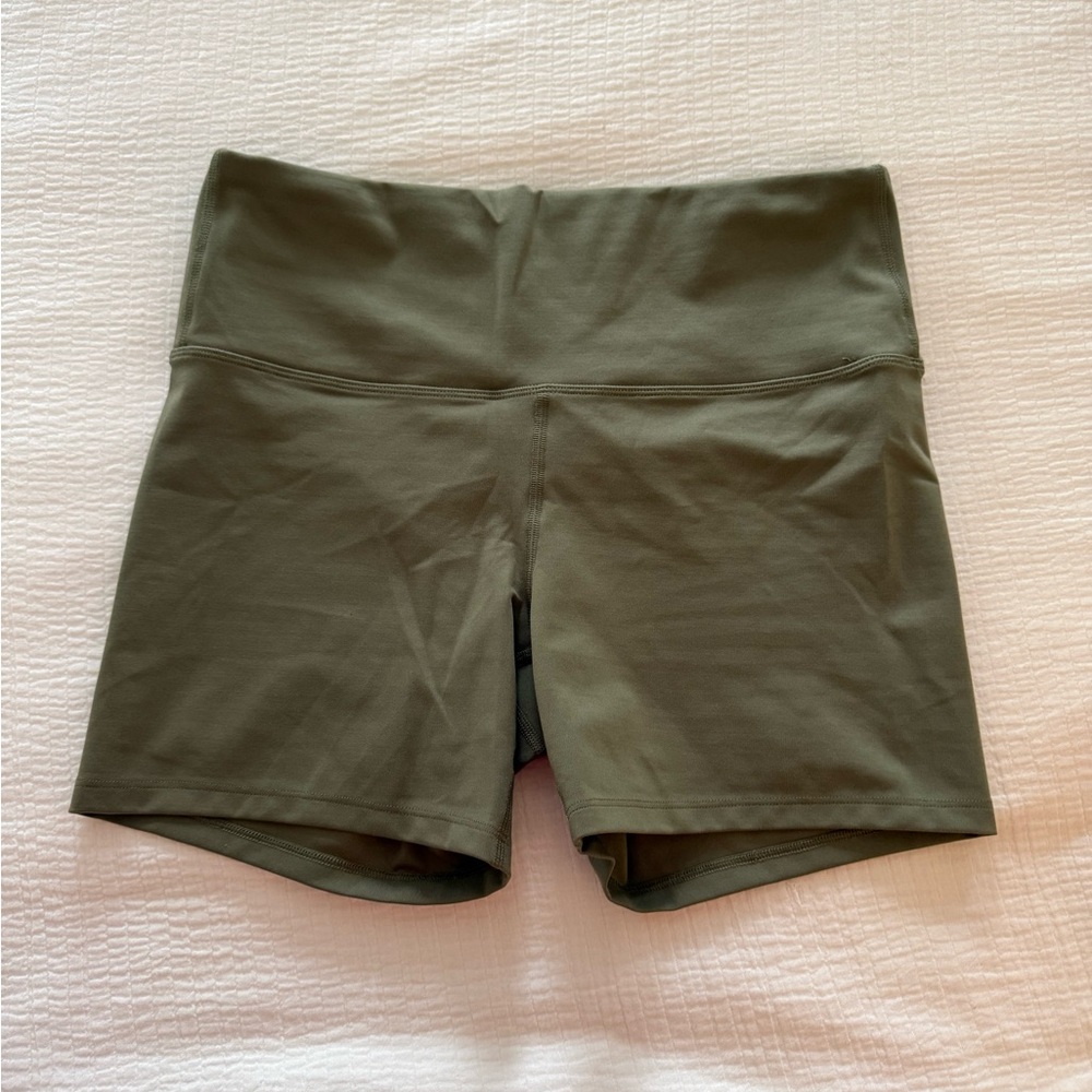 Olive Green Biker Shorts 5"